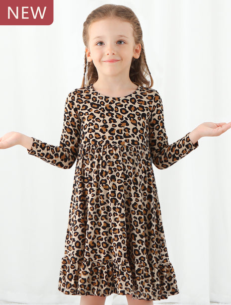 Girl Back Hollow Leopard Print Dress