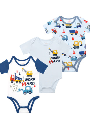 3-Pack Baby Boys Bodysuit Short Sleeve Rompers