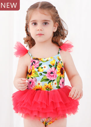 Baby Girls Red Mesh Sunflower Mini Tutu