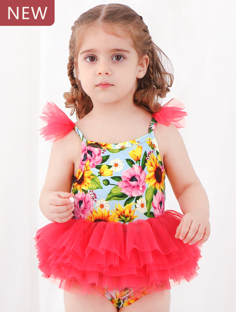 Baby Girls Red Mesh Sunflower Mini Tutu