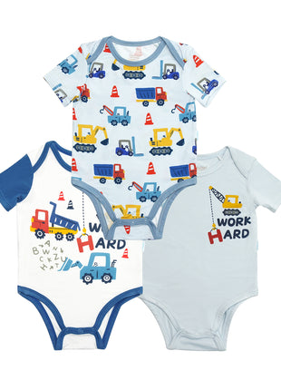 3-Pack Baby Boys Bodysuit Short Sleeve Rompers