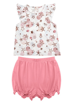 Kids Sleeveless Ruffle With Short Pants Outfits