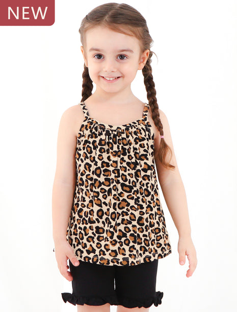 Leopard Print Suspender Outfits With Shorts