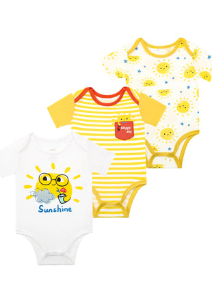 3-Pack Baby Boys Bodysuit Short Sleeve Rompers