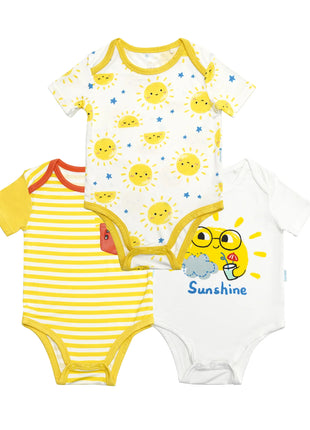 3-Pack Baby Boys Bodysuit Short Sleeve Rompers