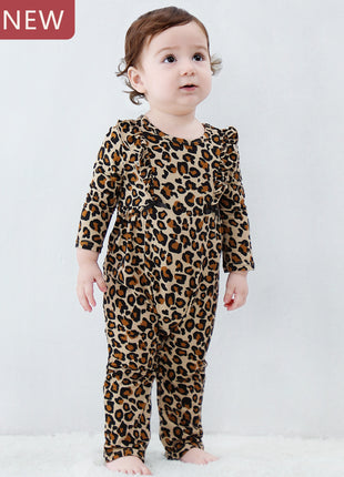 Girl Cute Leopard Tan Long Sleeve Outfit