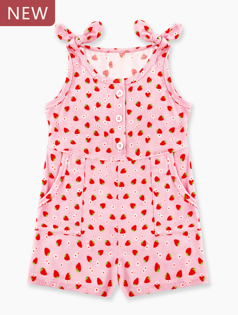 Fluorescent Strawberry Sleeveless Romper