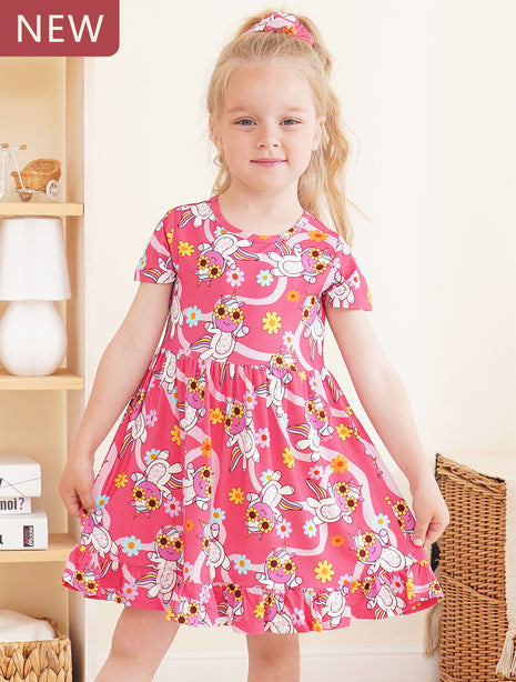 Toddler Girls Short Sleeve Summer Dress