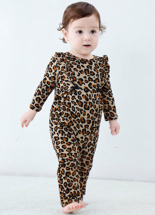 Girl Cute Leopard Tan Long Sleeve Outfit