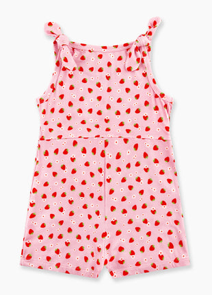 Fluorescent Strawberry Sleeveless Romper