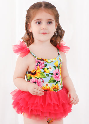 Baby Girls Red Mesh Sunflower Mini Tutu