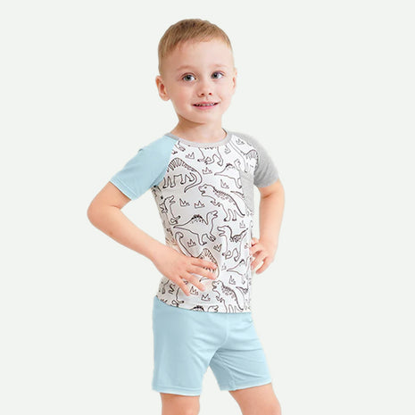 Boy Short Sleeve Contrast color T-shirt with Pants Set