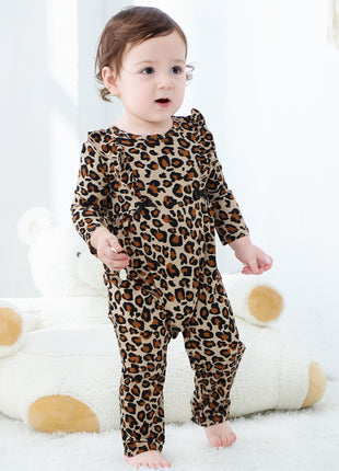 Girl Cute Leopard Tan Long Sleeve Outfit