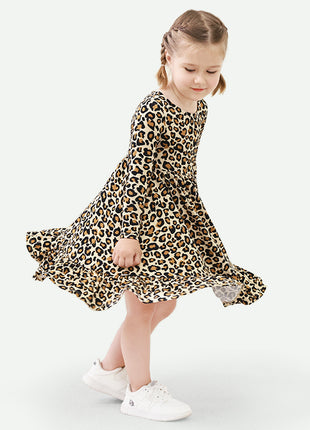 Girl Back Hollow Leopard Print Dress