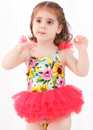 Baby Girls Red Mesh Sunflower Mini Tutu