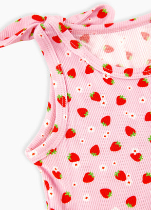 Fluorescent Strawberry Sleeveless Romper