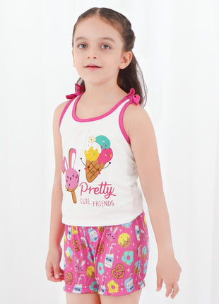 Pink Unicorn Overall Shorts Outfit Set