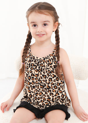 Leopard Print Suspender Outfits With Shorts