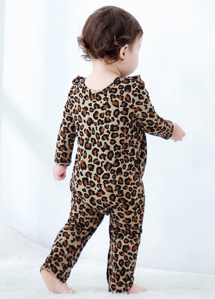 Girl Cute Leopard Tan Long Sleeve Outfit