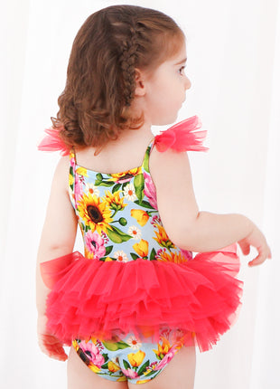 Baby Girls Red Mesh Sunflower Mini Tutu