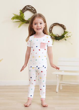 Boy & Girl Short Sleeve Long Pants with One Pocket Pajama Set