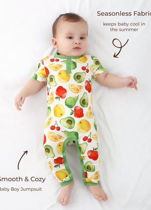 Baby Boy Rompers Short Sleeve Jumpsuit with Pants