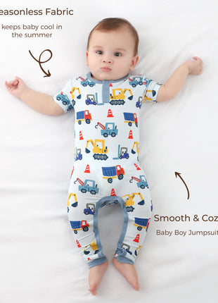 Baby Boy Rompers Short Sleeve Jumpsuit with Pants