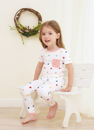 Boy & Girl Short Sleeve Long Pants with One Pocket Pajama Set