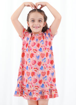 Girls Ruffled Rainbow Unicorn Dress