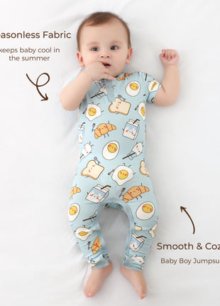 Baby Boy Rompers Short Sleeve Jumpsuit with Pants