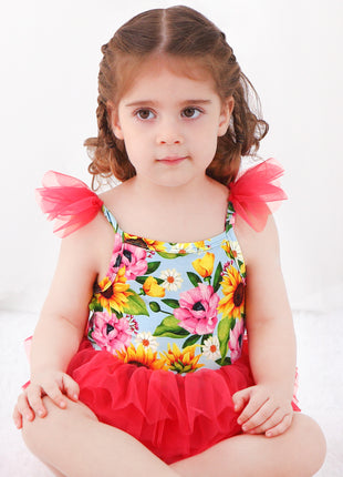 Baby Girls Red Mesh Sunflower Mini Tutu