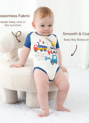 3-Pack Baby Boys Bodysuit Short Sleeve Rompers