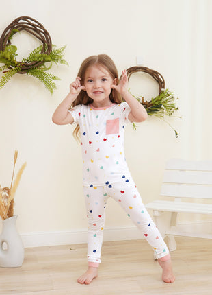 Boy & Girl Short Sleeve Long Pants with One Pocket Pajama Set