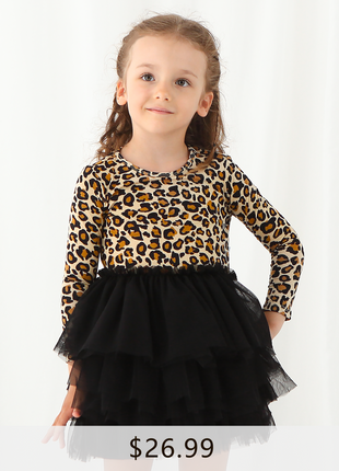 Black Gauze Mesh Leopard Print Dresses