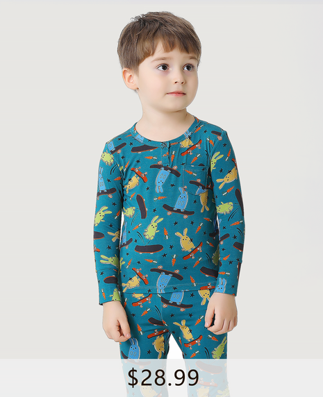 Boys Skateboard Rabbit Long Pajama Set