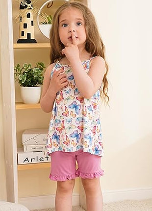 Toddler Girl Tank Top Ruffled Shorts Outfits