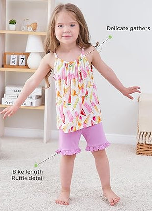 Toddler Girl Tank Top Ruffled Shorts Outfits