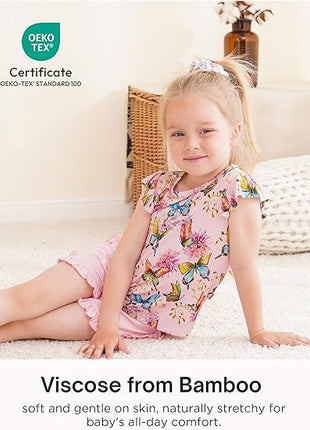 Toddler Kid Girls Ruffled Cap Sleeve Shirt and Shorts Outfit Set