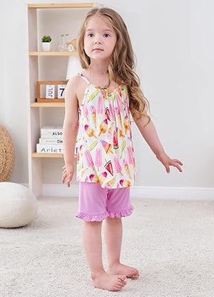 Toddler Girl Tank Top Ruffled Shorts Outfits