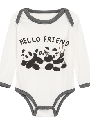 Baby Boy 3 Pack Panda Bodysuits with Long Pants