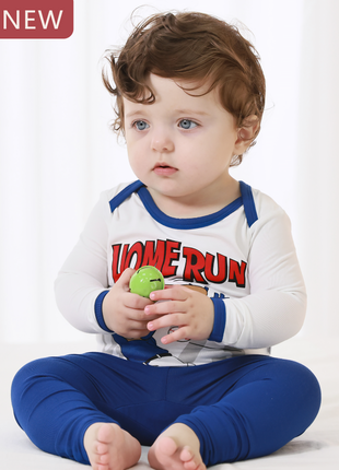 Boy 3 Pack Baseball Bodysuits with Long Pants Set